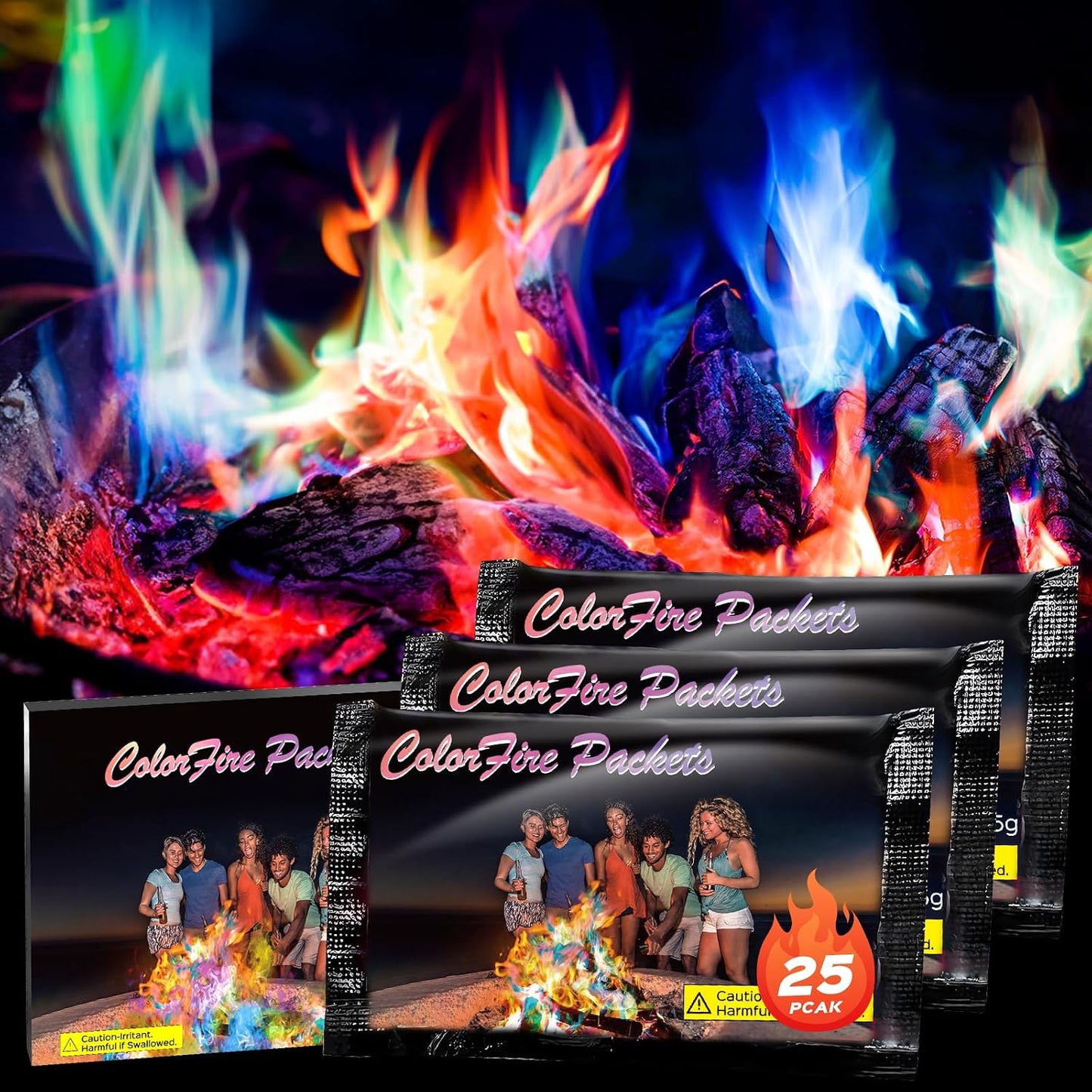 25 Pack Llamas Coloridas para Fogata Chimenea