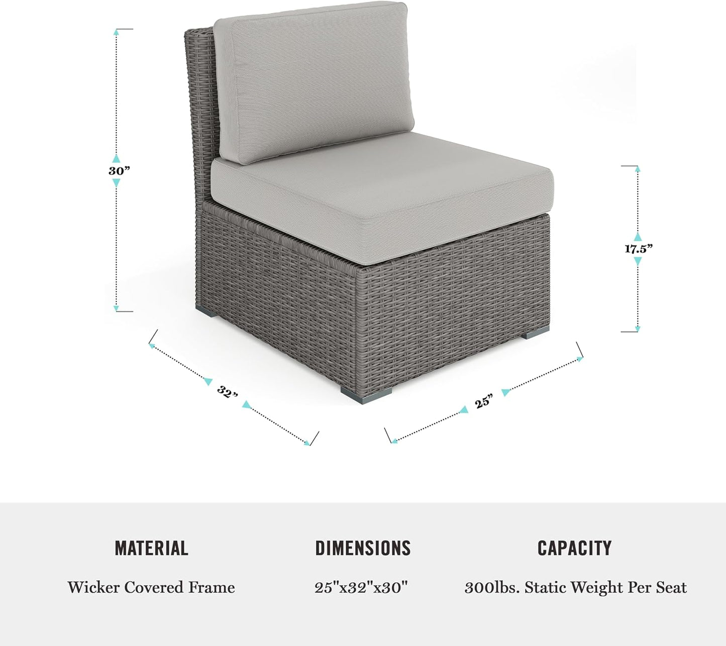 Sofá modular mimbre ratán gris cojines todo clima