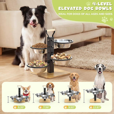 Soporte elevado para cuencos de perros con mango portátil