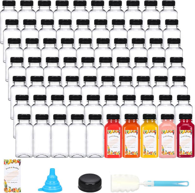 144 Botellas Plástico 8oz Reutilizables con Tapas para Jugo Batidos