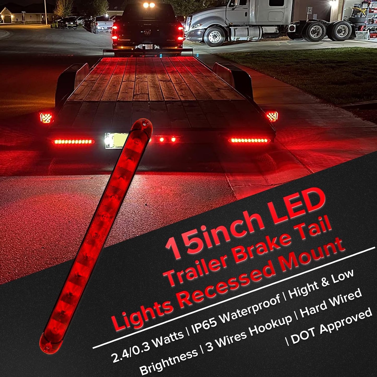 Barra luz LED roja 15pulg doble brillo para camioneta IP65