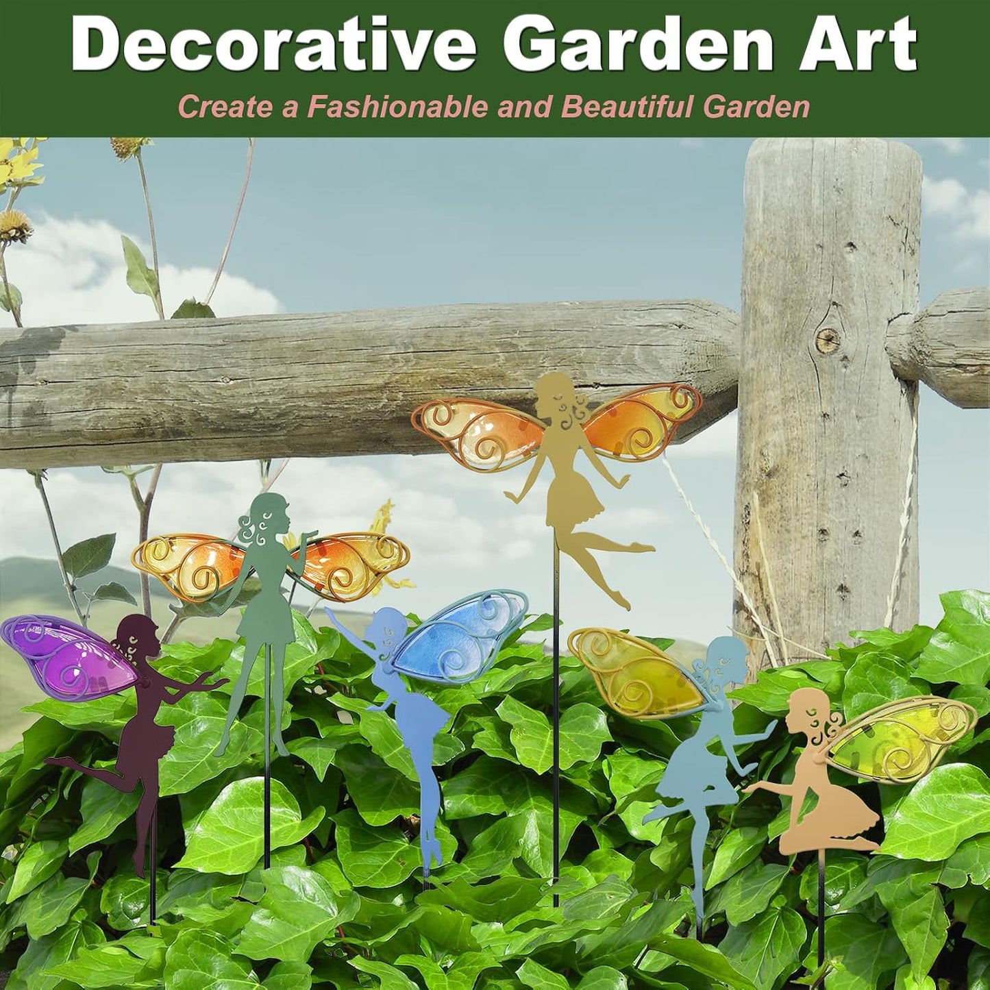 Set 6 estacas decorativas metal jardín patio