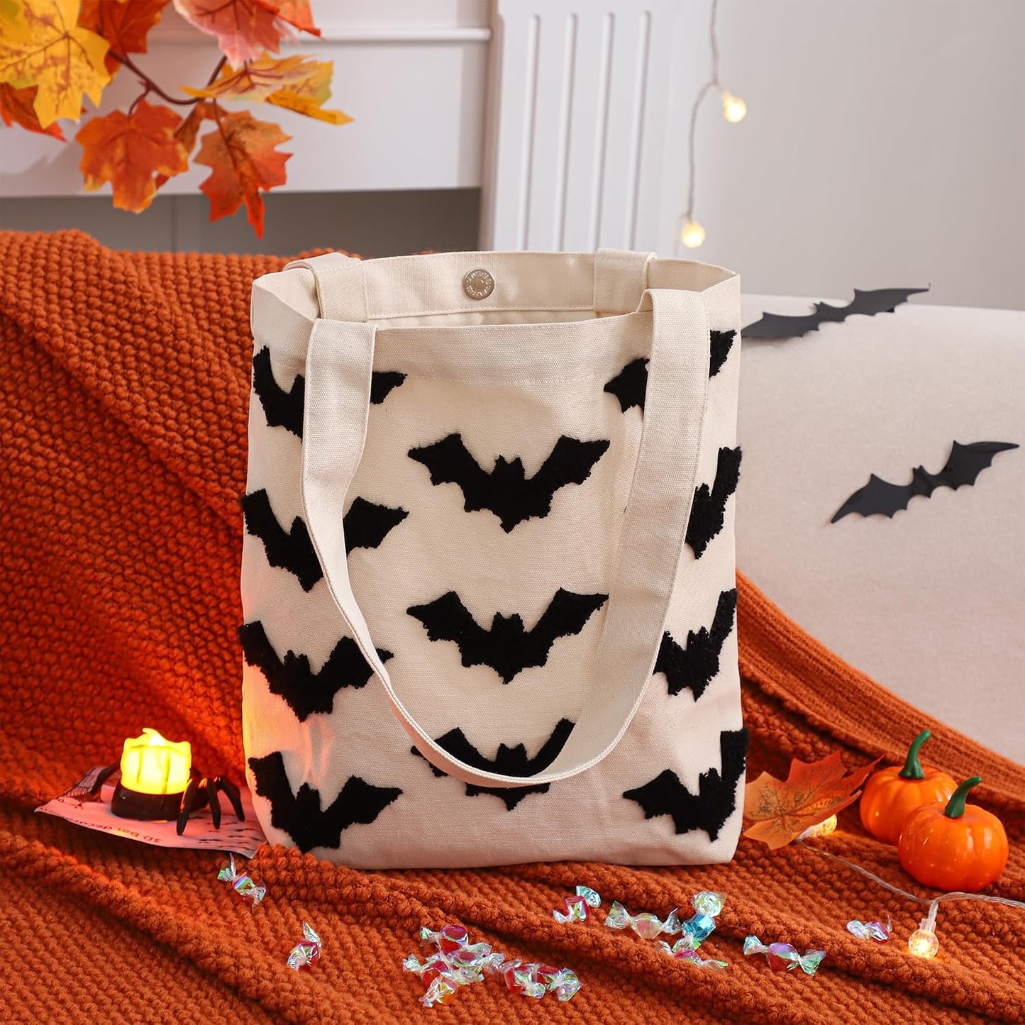 Bolsa Halloween 13x13.78pulg reutiliz. lona para niños
