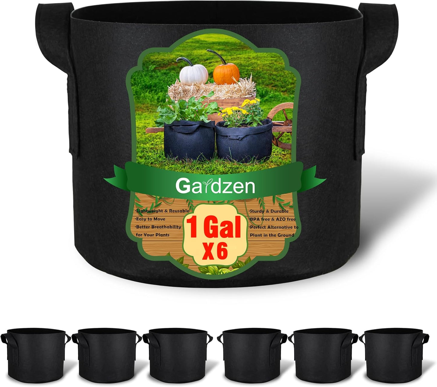 6 Pzas Bolsas Cultivo 1gal Telas Aireación con Asas