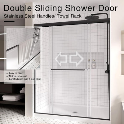 Puerta ducha corredera 56-60x72pulg vidrio templado