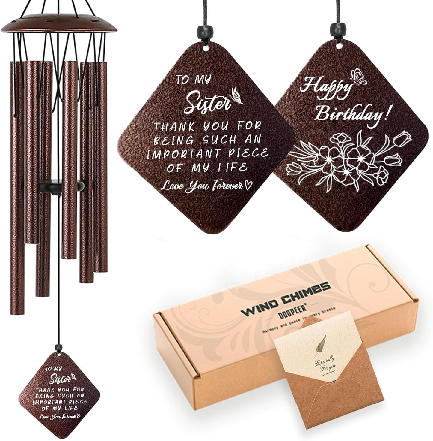 Campanillas viento bronce 32pulg regalo hermana