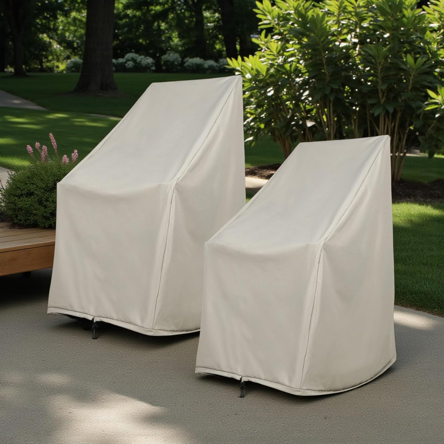 Set 2 fundas silla mecedora al aire libre poliéster gris