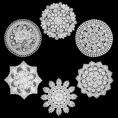 6 Manteles Redondos Encaje Vintage para Mesa 6pulg Cocina Comedor