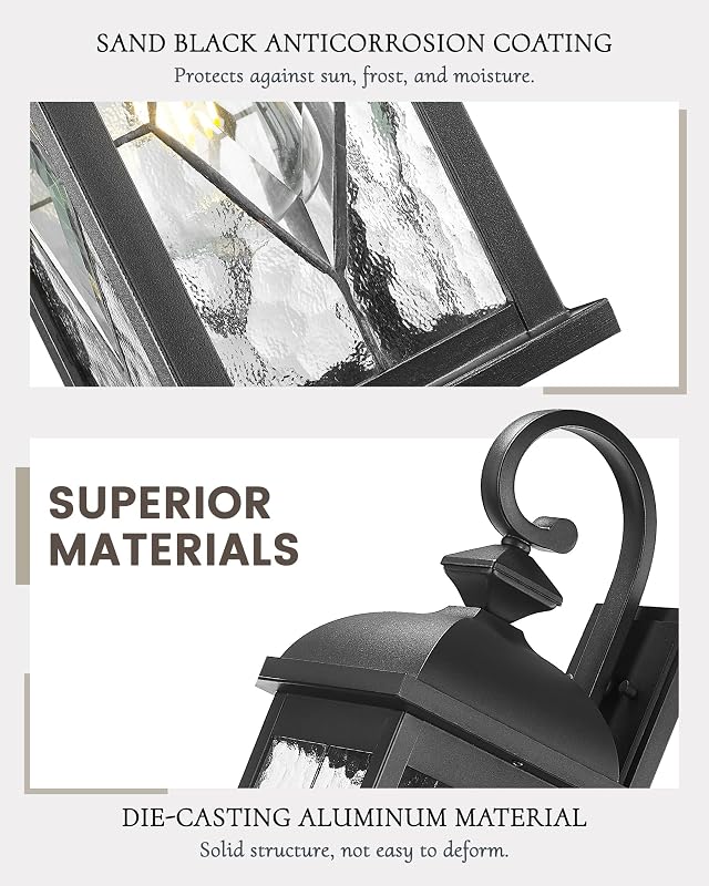 21 Apliques Pared Exterior Impermeables Negro Mate