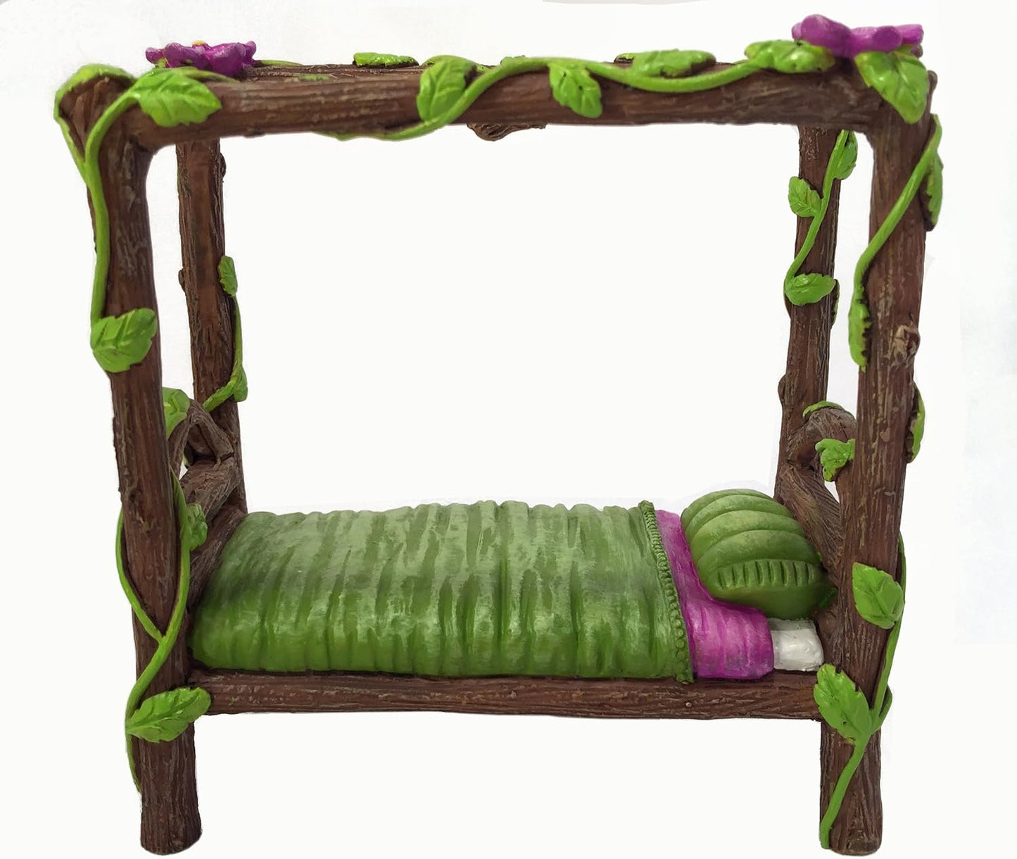 Cama miniatura para gnomos y hadas de jardín
