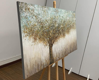 Pintura al óleo abstracta 24x48pulg enmarcada contemporánea