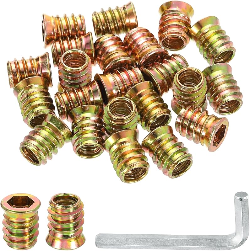 100 Pzas insertos roscados madera 3/8" acero carbono
