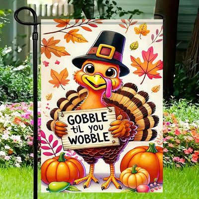 Bandera jardín doble cara accion de gracias pavo otoño 12x18pulg