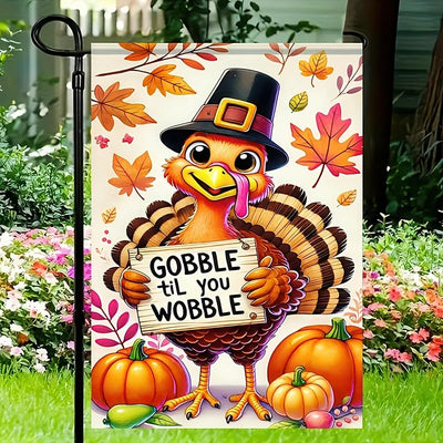 Bandera jardín doble cara accion de gracias pavo otoño 12x18pulg