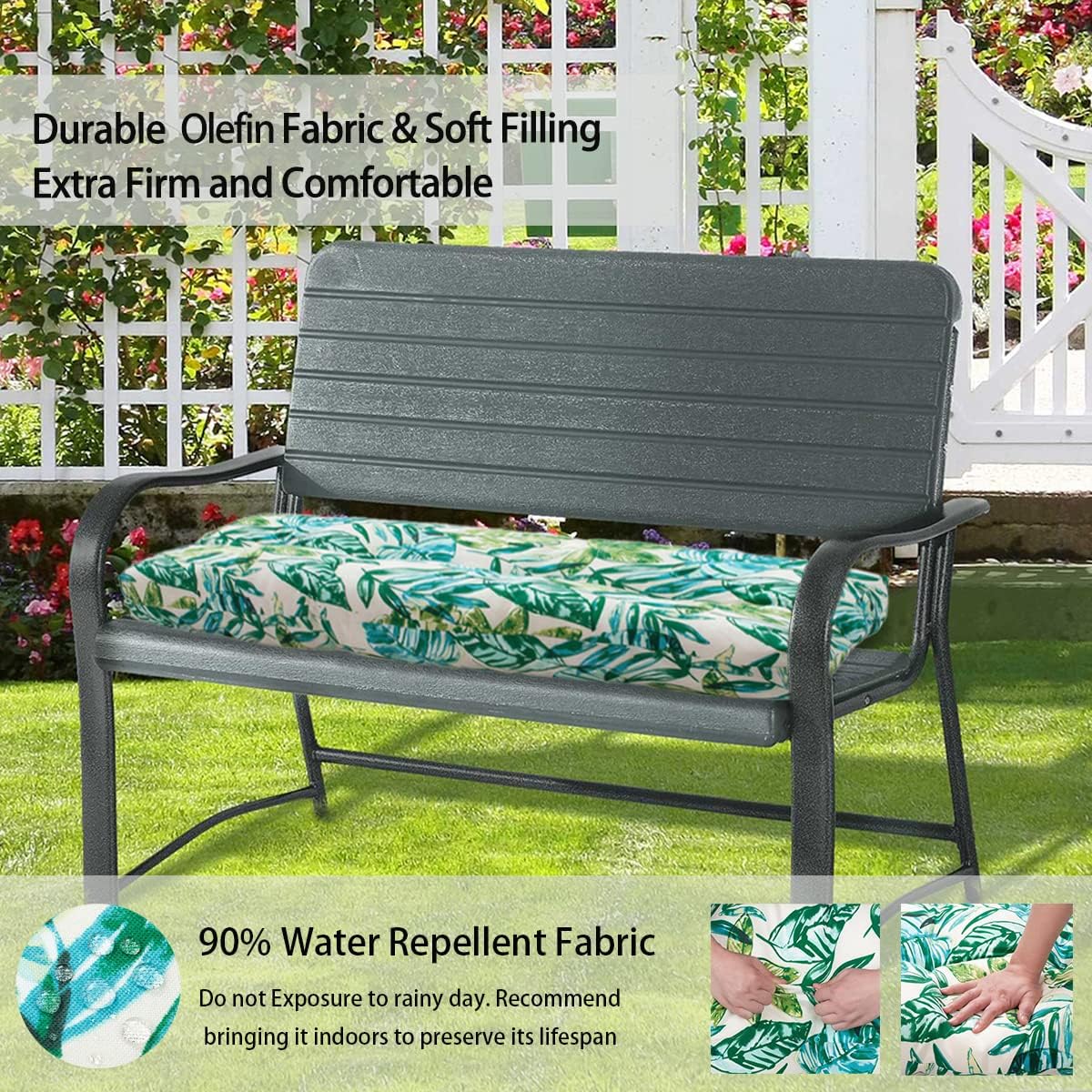 Cojín banco exterior 42x18" antiderrap resistente agua