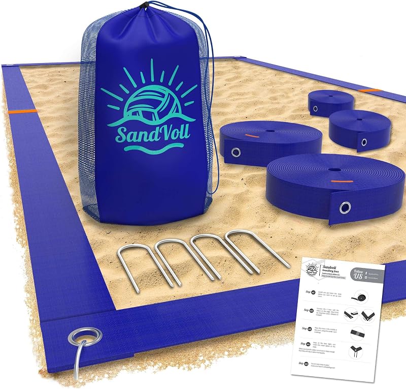 Líneas voleibol playa 2pulg anclajes arena bolsa red