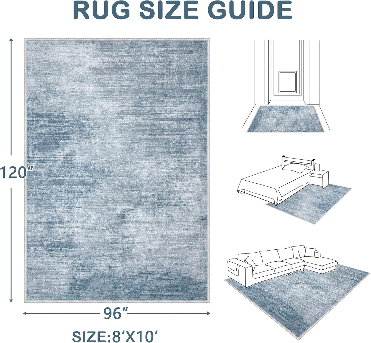 Alfombra 8x10ft sala dormitorio cocina antiderrap lavable