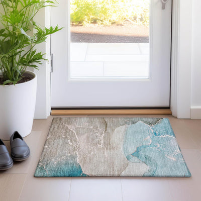 Alfombra Area Chantille Acn517 Resistente Manchas Lavable Verde