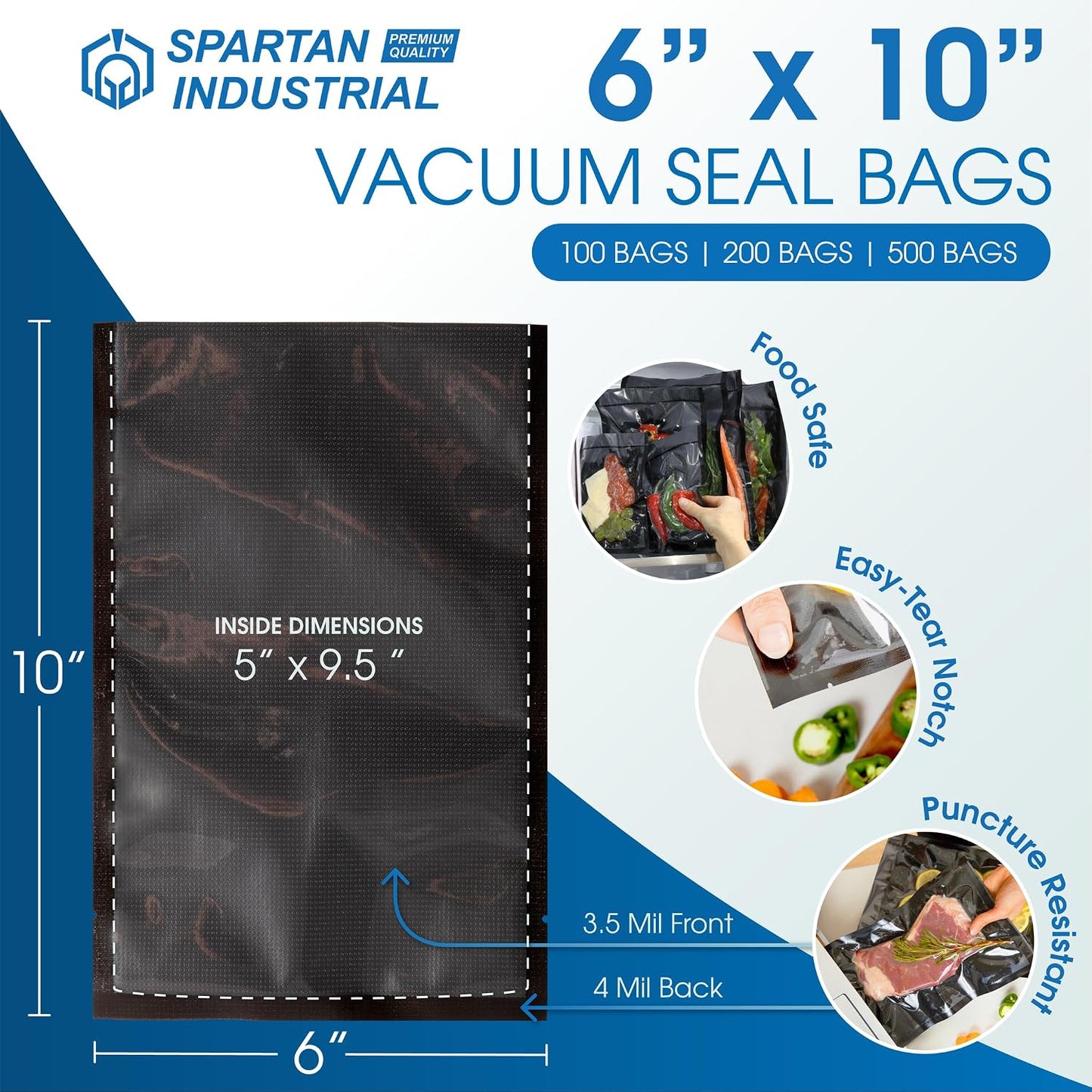 Bolsas selladoras al vacío 6x10pulg 200uds sin BPA