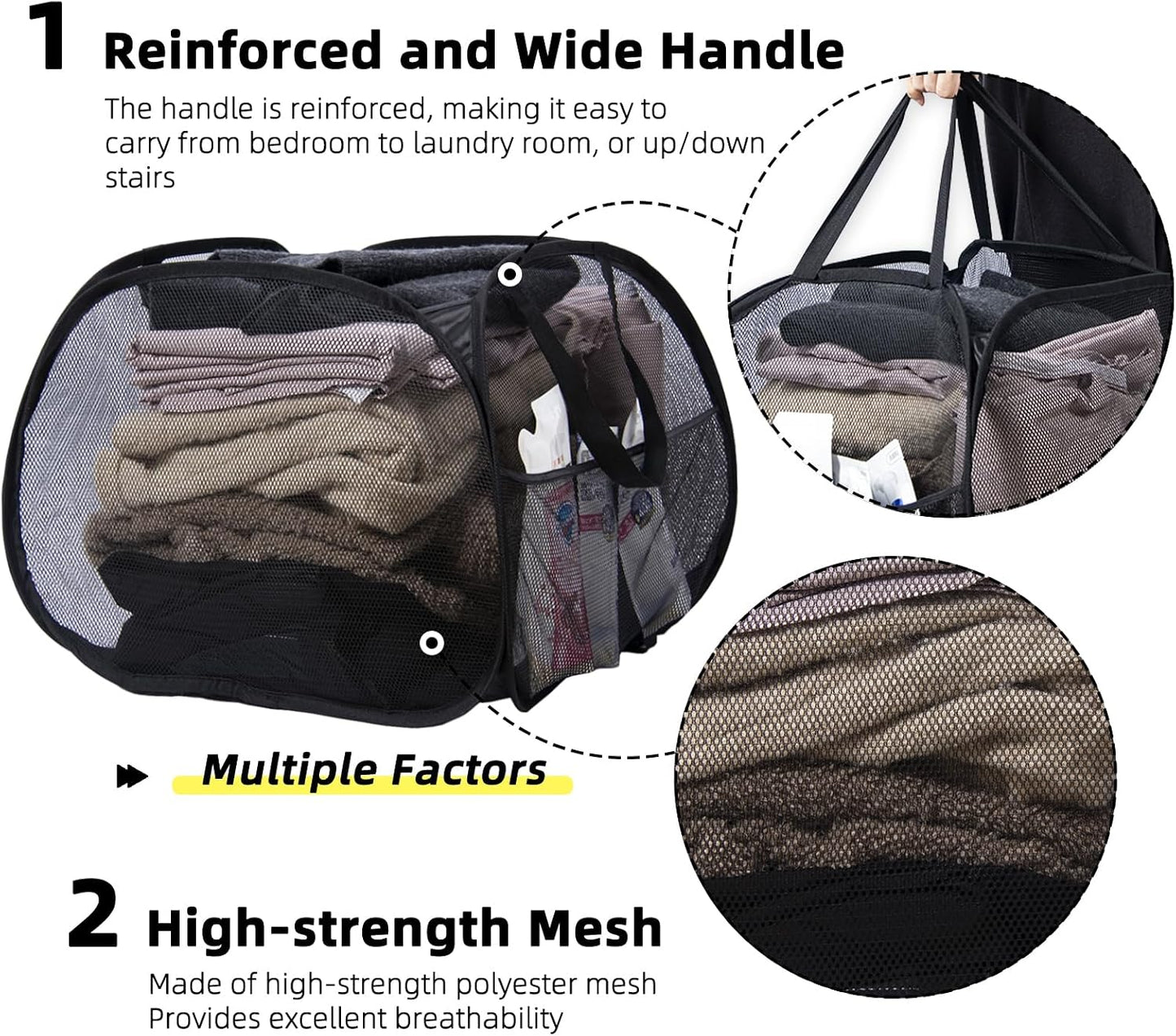 Cesta ropa plegable 90L con asas para baño dormitorio
