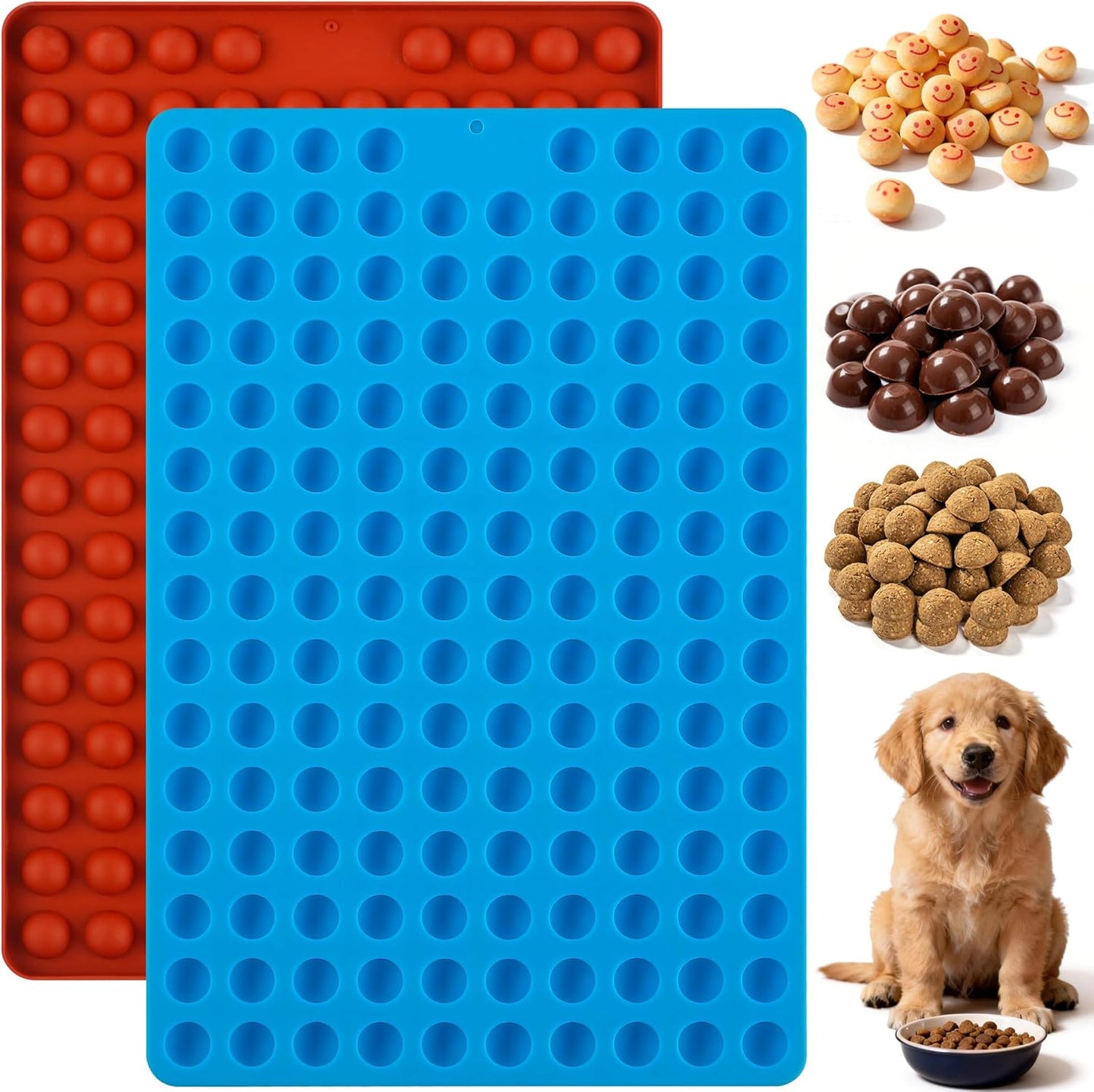 Moldes silicona redondos para golosinas perro 296 cavidades