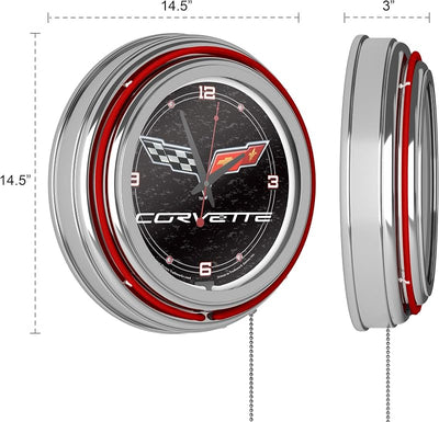 Reloj pared analógico retro Corvette C6 negro cadena