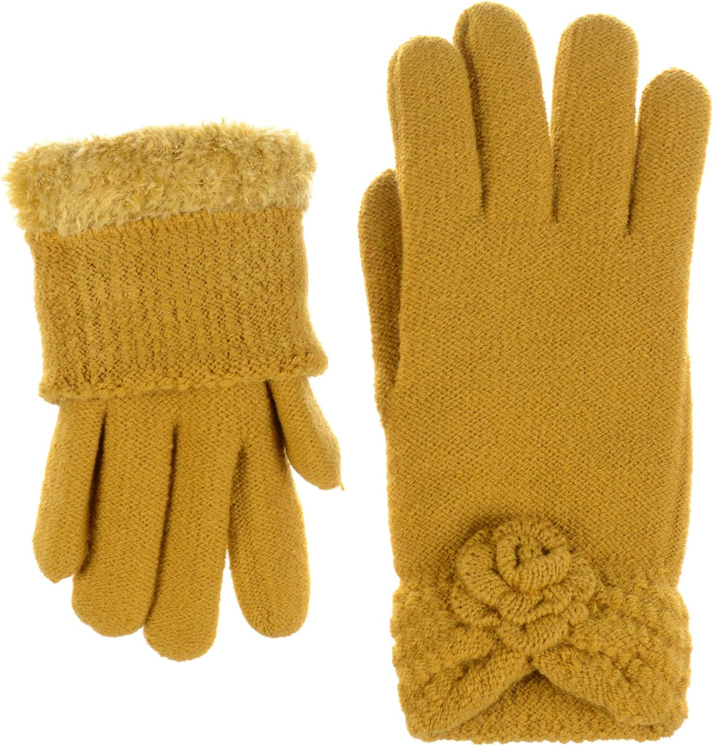 Guantes invierno mujer puños florales forro polar