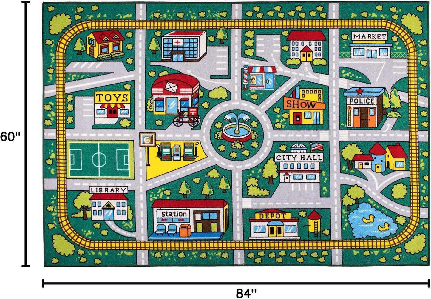 Alfombra antiderrap para niños 5x7ft color verde