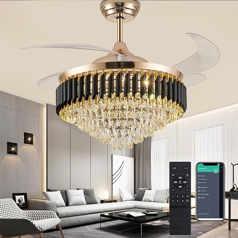 Ventilador techo dorado 52pulg con luz LED control remoto