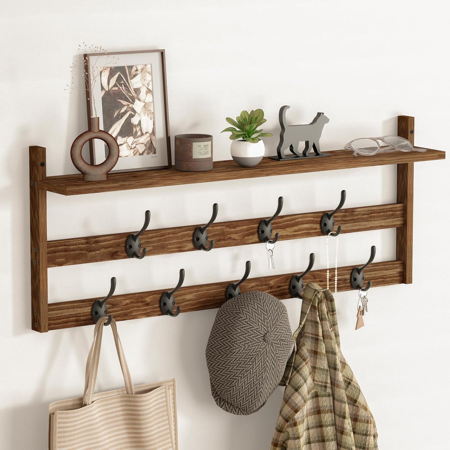 Perchero pared 29" 9 ganchos metal baño dormitorio