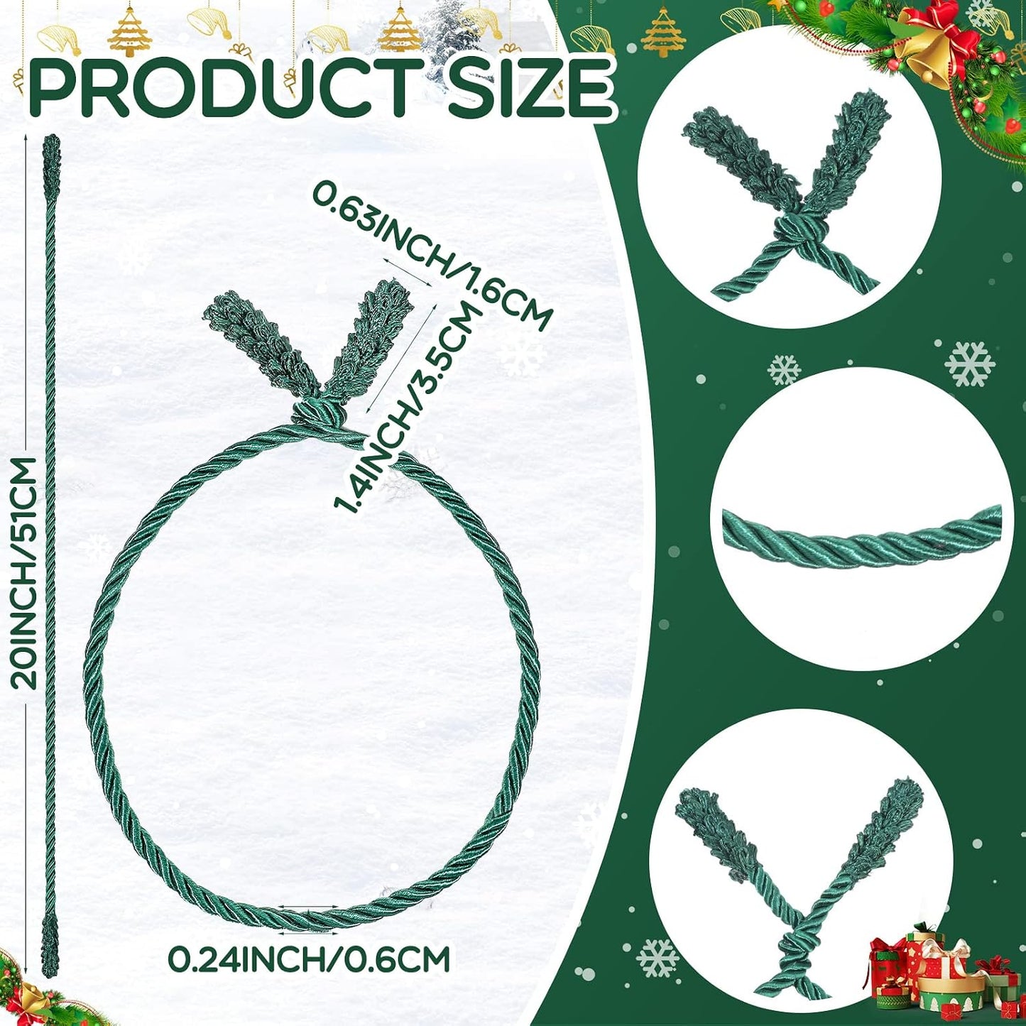 16 Pzas Lazos Twist Navidad 20pulg Reutilizables Barandilla