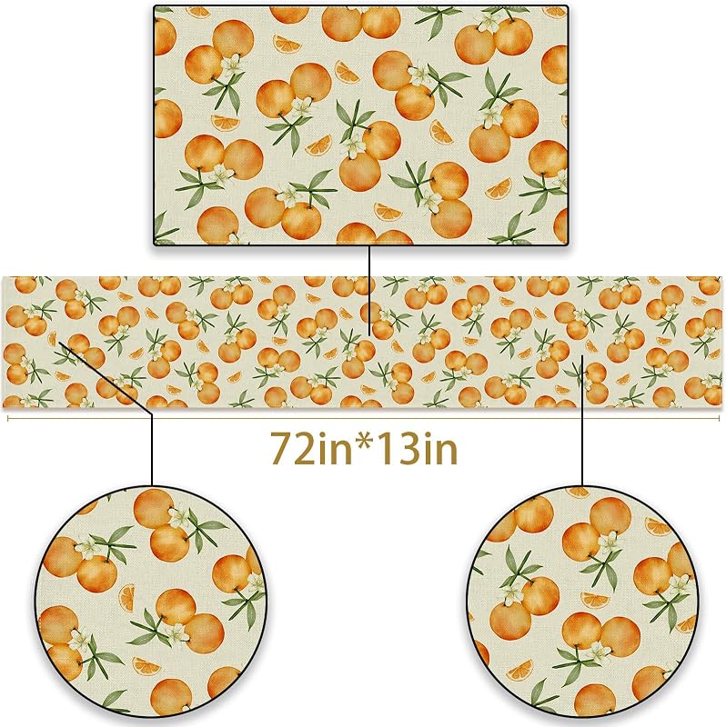 Camino mesa naranja temática cítricos 13x72pulg