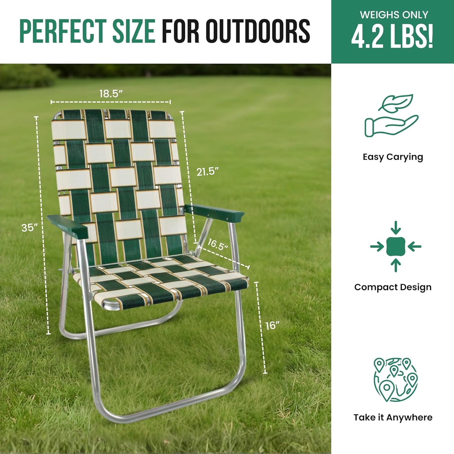 Sillas camping aluminio ligero UV resistentes pack 2