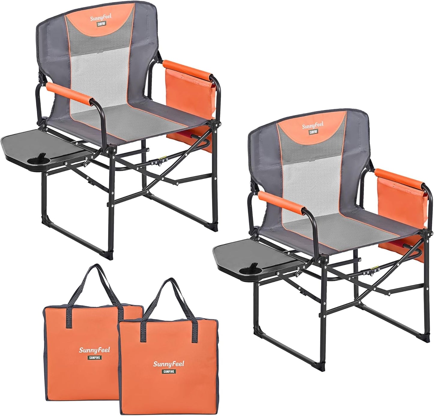 Silla plegable camping gran tamaño con mesa bolsillo para