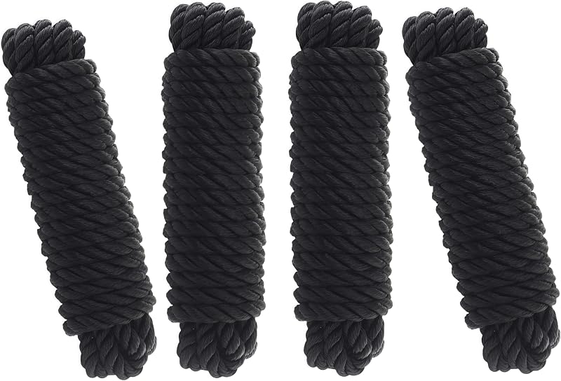 Líneas amarre barco nailon negro 3/8x20pulg set 4