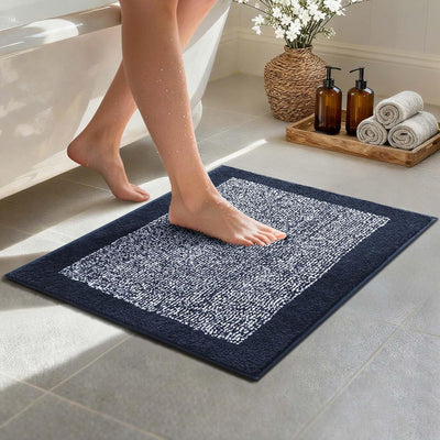 Tapete baño 24x17pulg antideslizante lavable azul oscuro