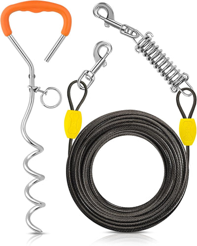 Cable amarre perro 50ft con estaca 16pulg sin enredos