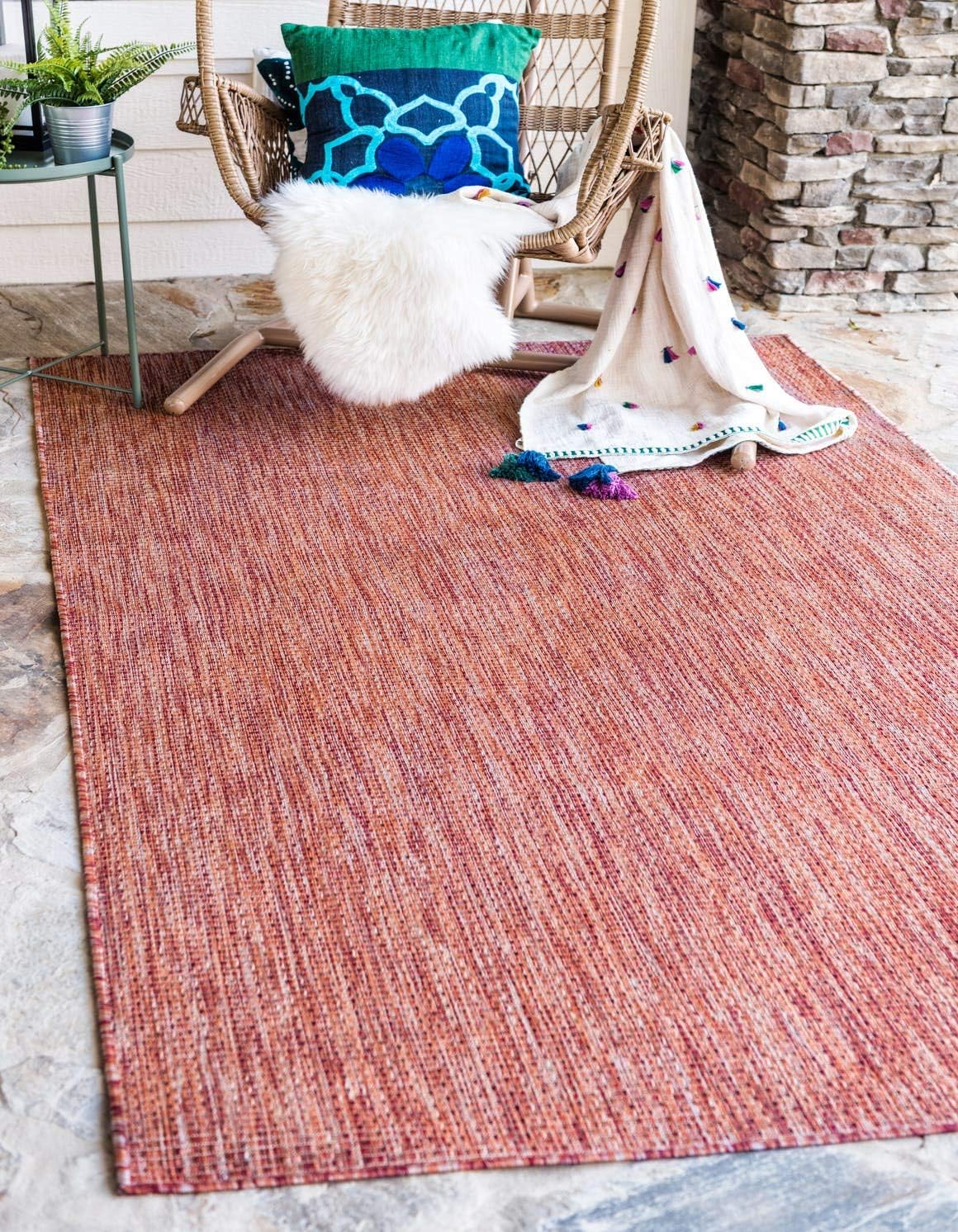 Alfombra transición sólida jaspeada 6x9ft rojo óxido/beige