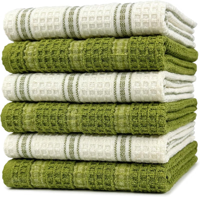 Set 6 Toallas cocina absorbentes algodón 16x27pulg verde