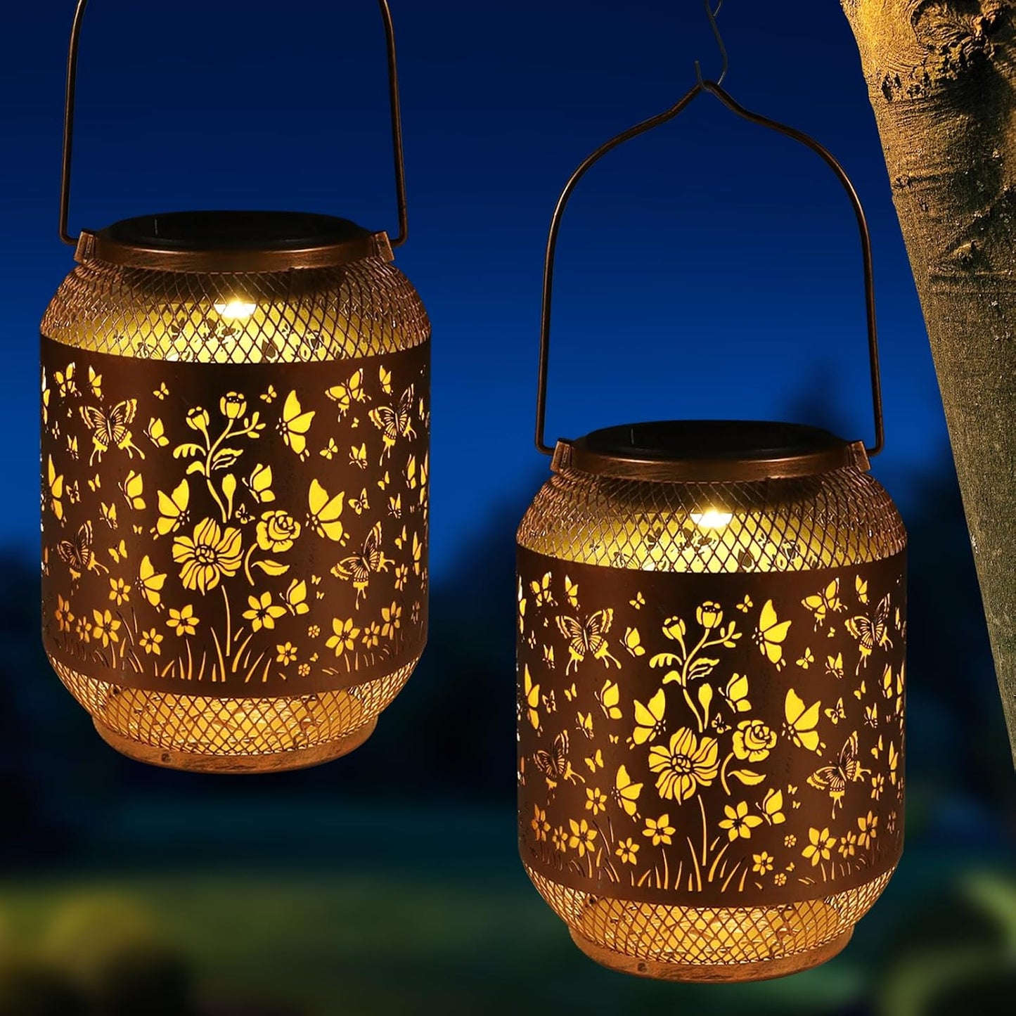 Linterna solar colgante para jardín luces LED colibrí