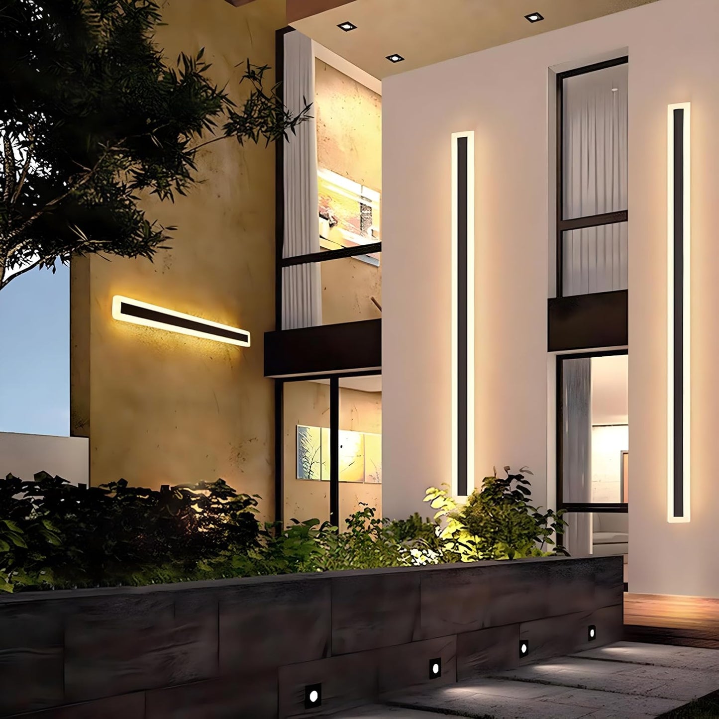 2 Lámparas pared LED 59pulg IP65 blanco cálido acrílico