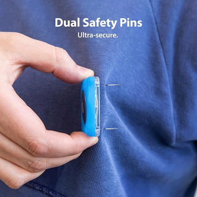 Pin seguridad Airtag para niños perfil bajo negro blanco