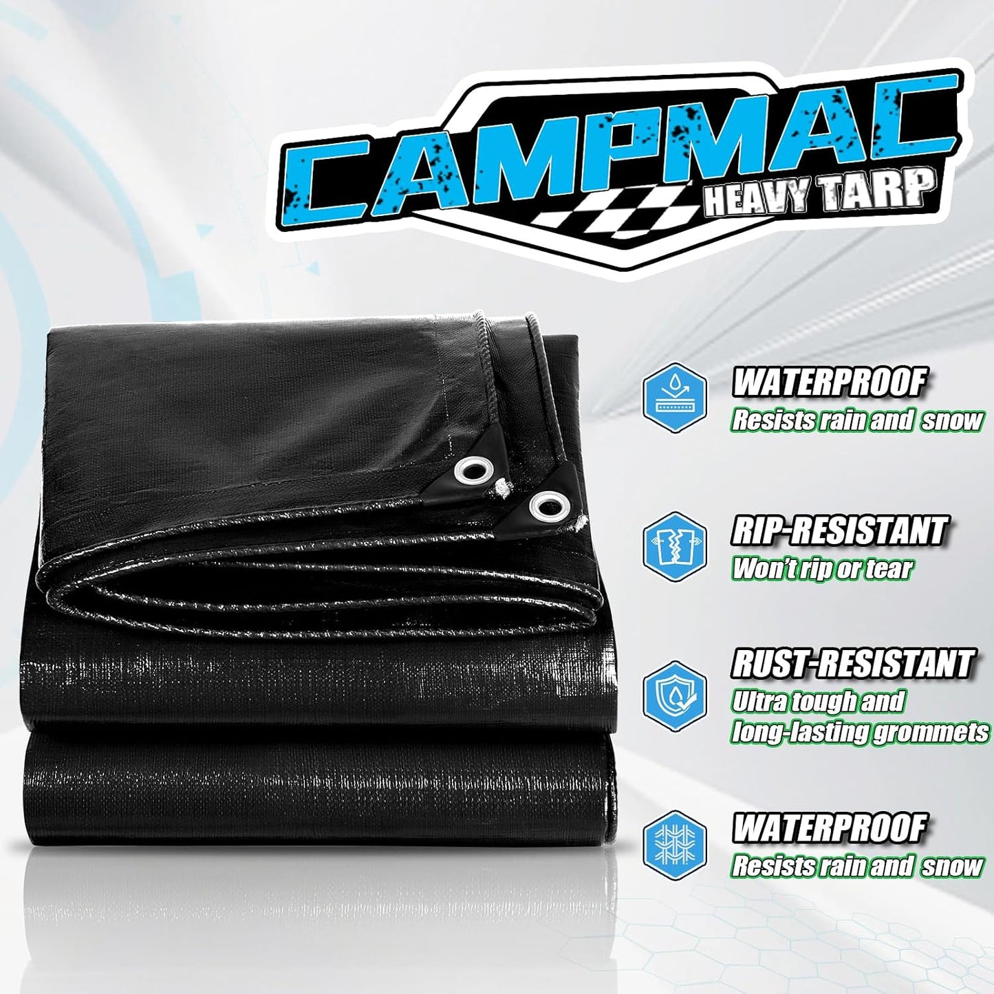 Lona negra resistente 6x12" 12mil con ojales