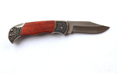 Cuchillo bolsillo agarre palisandro plegable caza