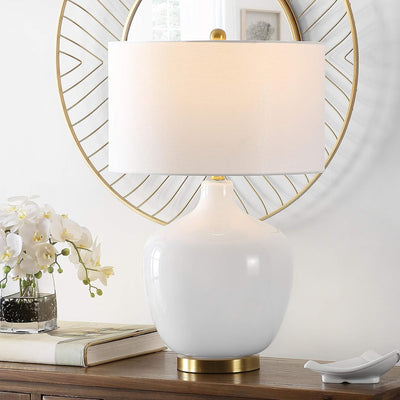 Lámpara mesa cristal blanco antiguo 27pulg moderna