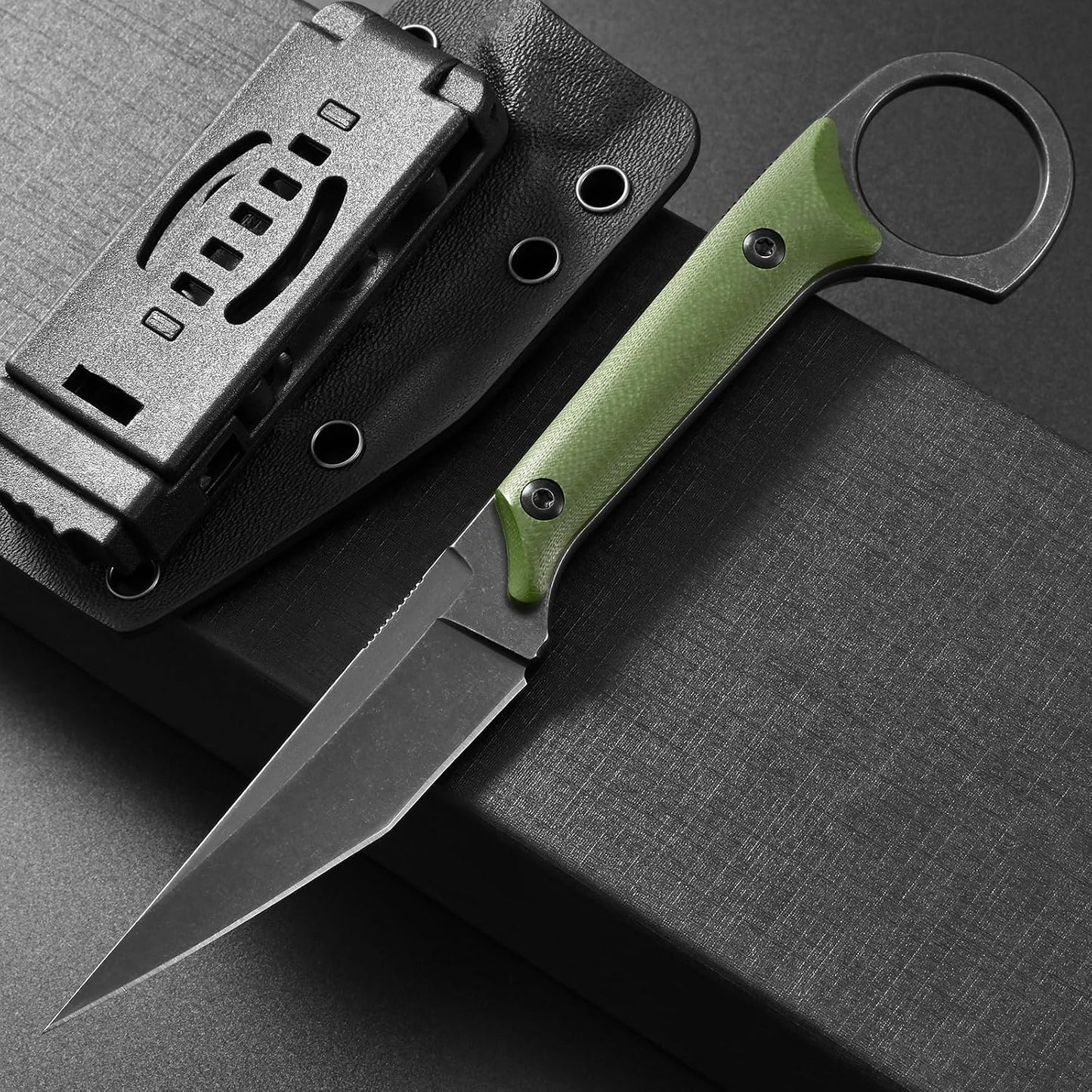Cuchillo fija D2 G10 para exteriores EDC supervivencia verde
