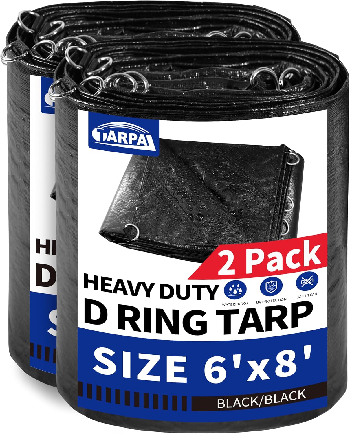 Lona 6x8ft pack 2 impermeable UV 14mil negro