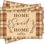 Juego 4 manteles lino cuadros marrón otoño cocina comedor