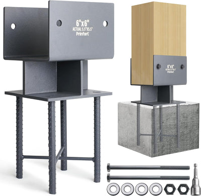 Soporte poste acero inox 6x6 U forma pack 4
