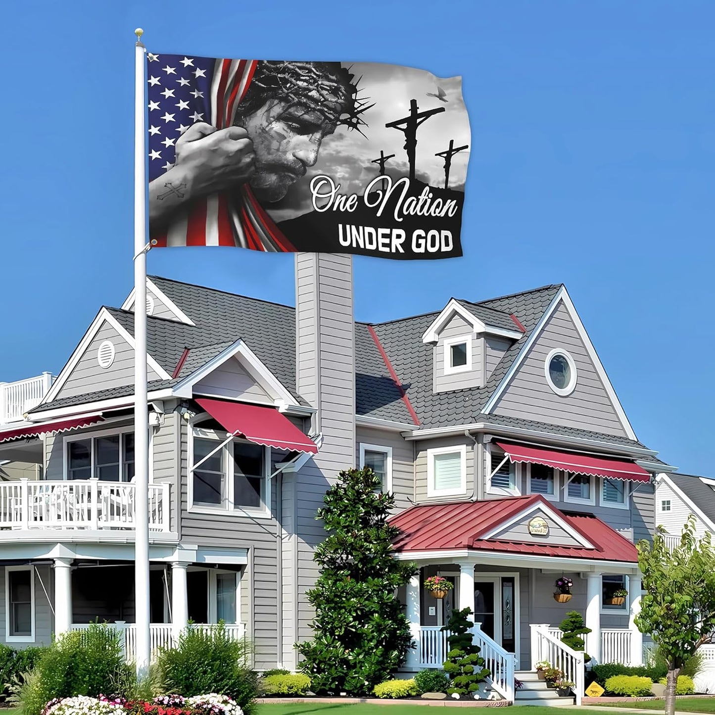 Banderas One Nation Under God 3x5ft para exteriores doble